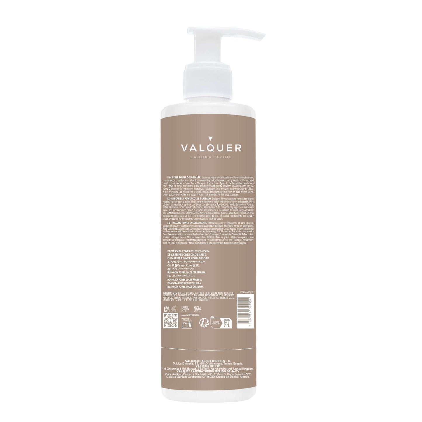 Mascarilla Color Gris Plata Power Color Valquer 275ml - Tinte Sin Amoniaco Profesional Tono Plateado