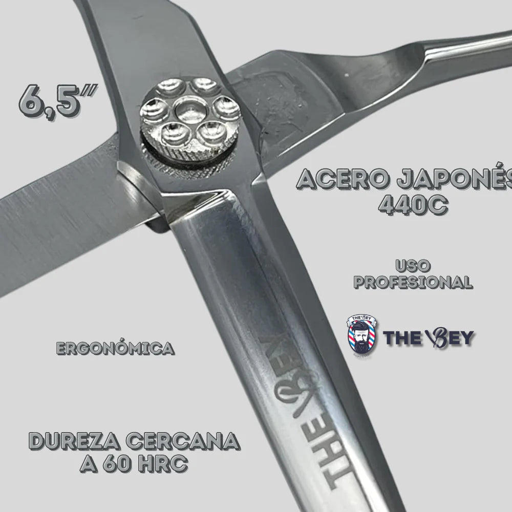 The Bey Tijeras Profesionales barberos de Acero Japonés 440C – 6,5"