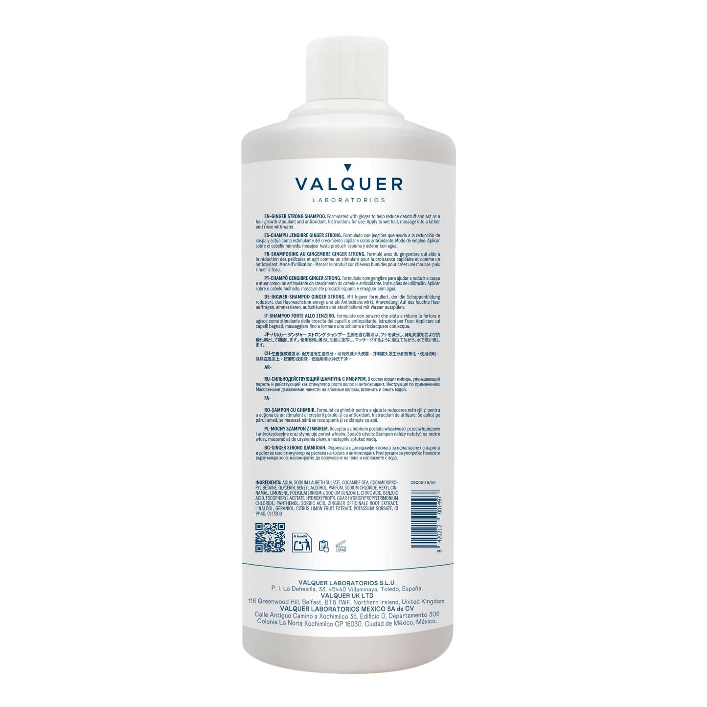 Champú Jengibre Ginger Strong 1L - Anticaspa Revitalizante | Valquer® Vegano