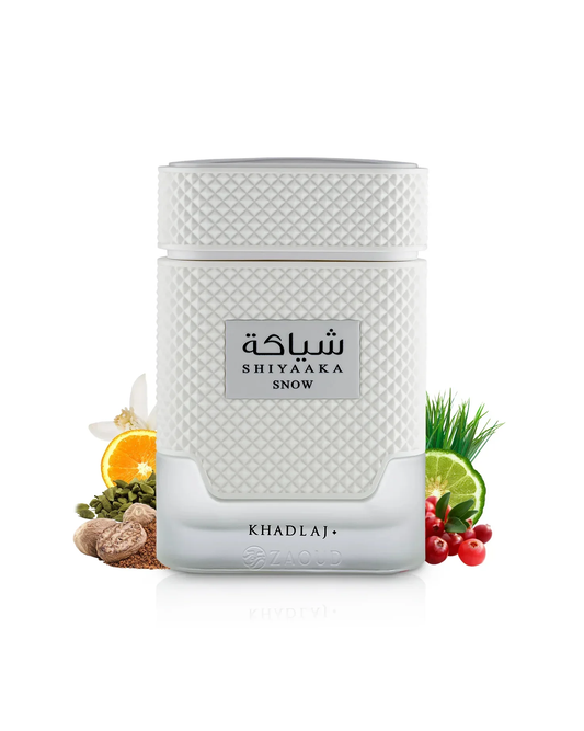 Shiyaaka Snow de Khadlaj - Eau de Parfum árabe unisex con notas cítricas y especiadas