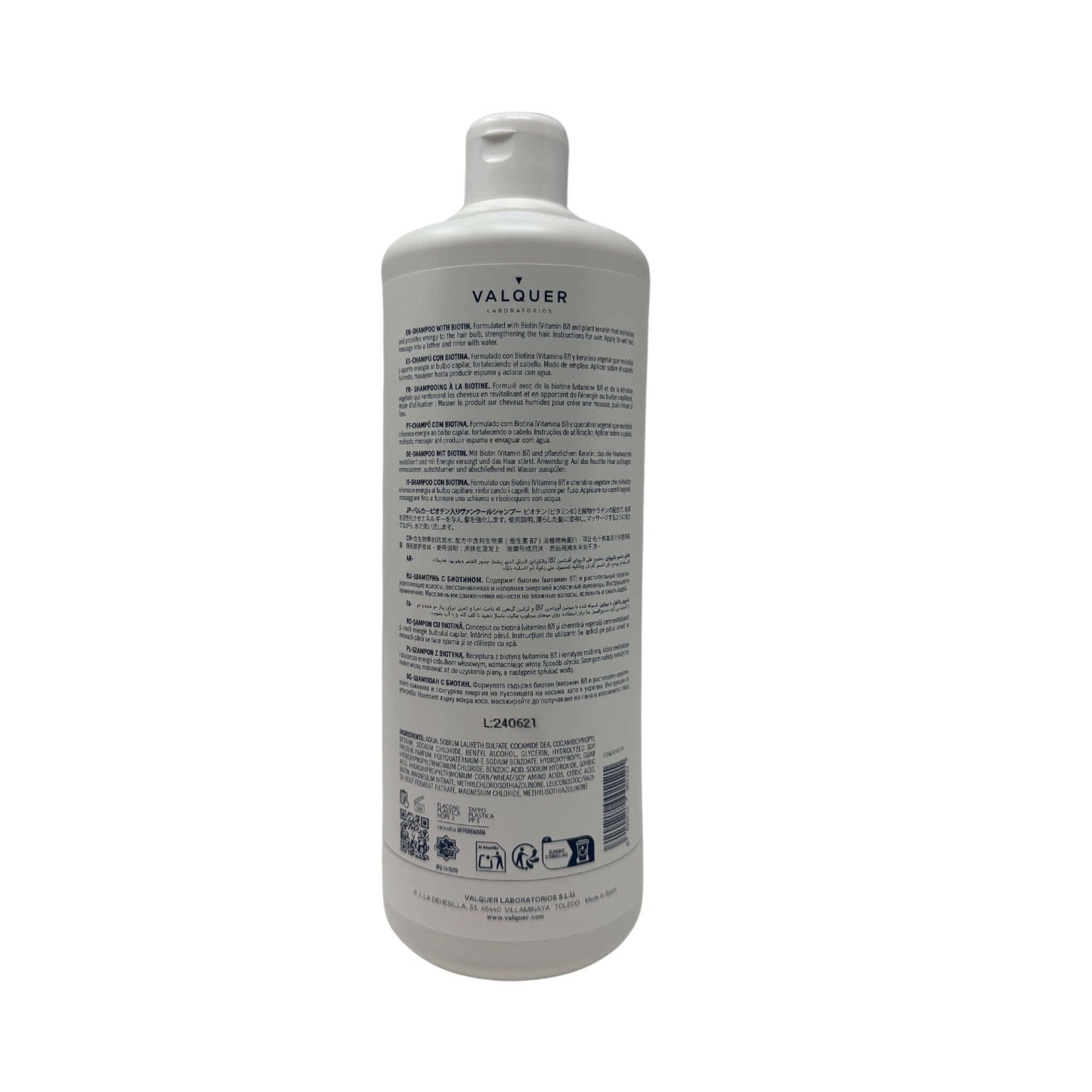 Champú Biotina Keratina 1L - Fortalecedor Anticaída | Valquer® Vegano