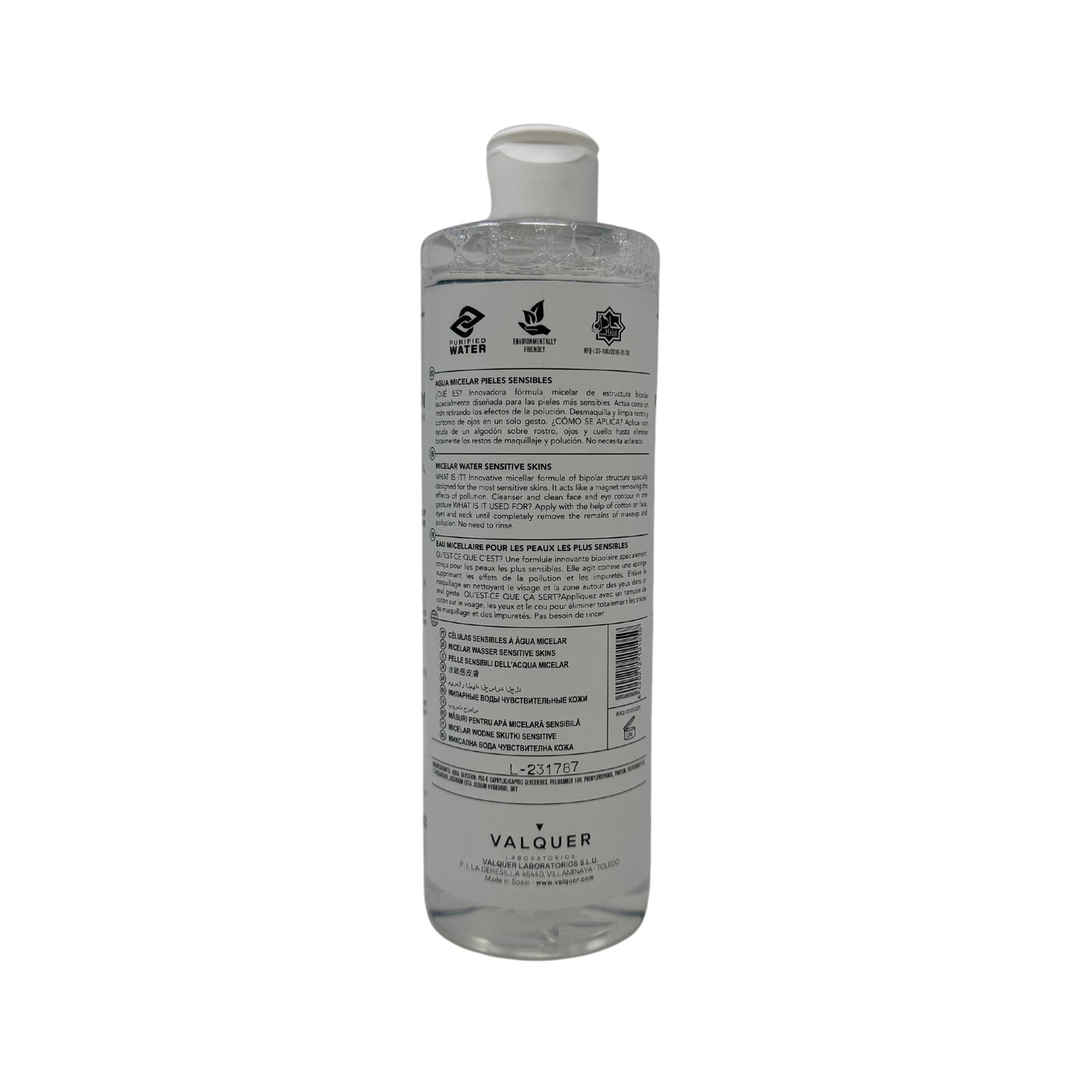 Agua Micelar Pieles Sensibles 400ml - Sin Perfume | Valquer® Limpieza Suave Halal