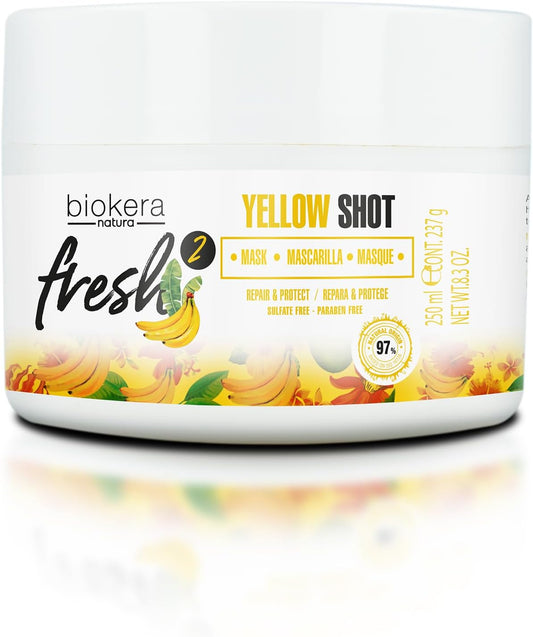 SALERM - Mascarilla Reparadora Cabello muy Dañado - Biokera Fresh Yellow Shot Mascarilla - 250 ml - Hidratra, Repara y Protege el Cabello - Antiencrespamiento - Sin Sulfatos ni Parabenos
