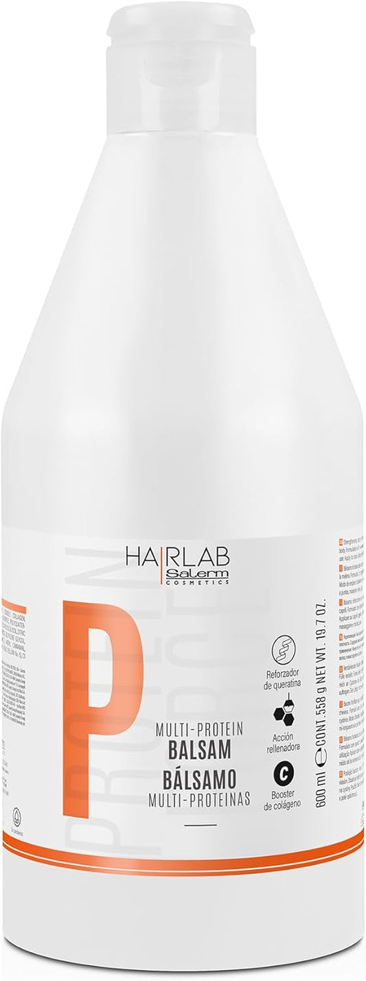 SALERM - Acondicionador Cabello - Bálsamo Multi-Proteínas Hair Lab - 600 ml - Repone la Falta de Queratina Natural - Proporciona Cuerpo a la Melena - Fortalece y Repara el Cabello - Sin Parabenos