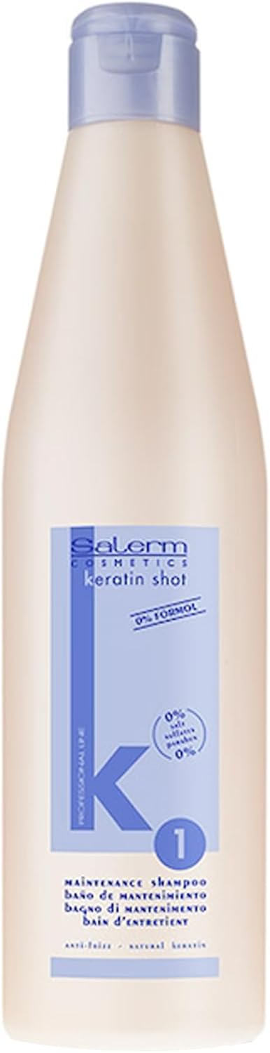 SALERM - Keratin Shot - Champú sin Sulfatos - 500 ml - Preparación y Mantenimiento para Tratamiento de Queratina para Alisar el Cabello - Cabello Suave y Brillante