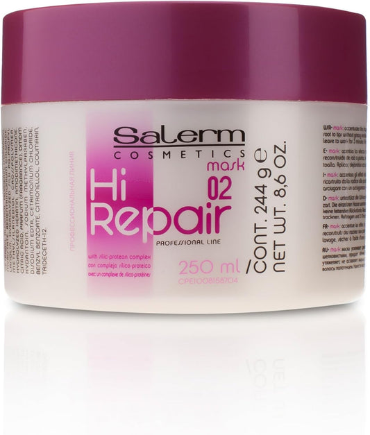 SALERM - Mascarilla Reparadora Cabello - Hi Repair Mask 02-250 ml - Hidratación Profunda Cabello Dañado - Repara y Rejuvenece - Melena más Brillante y Suave - Efecto Inmediato
