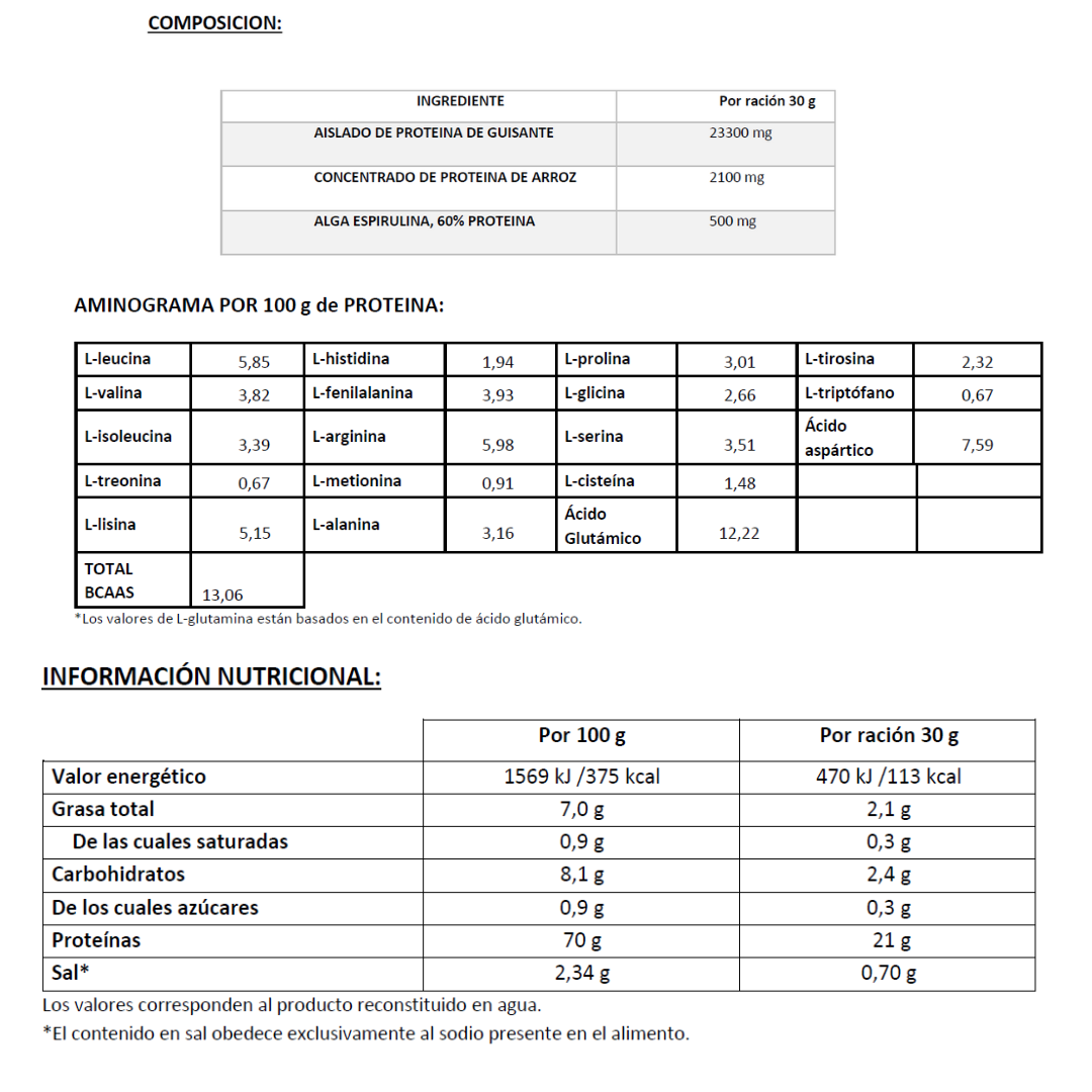 Proteína Vegana EFNE – Plant Based sin azúcares