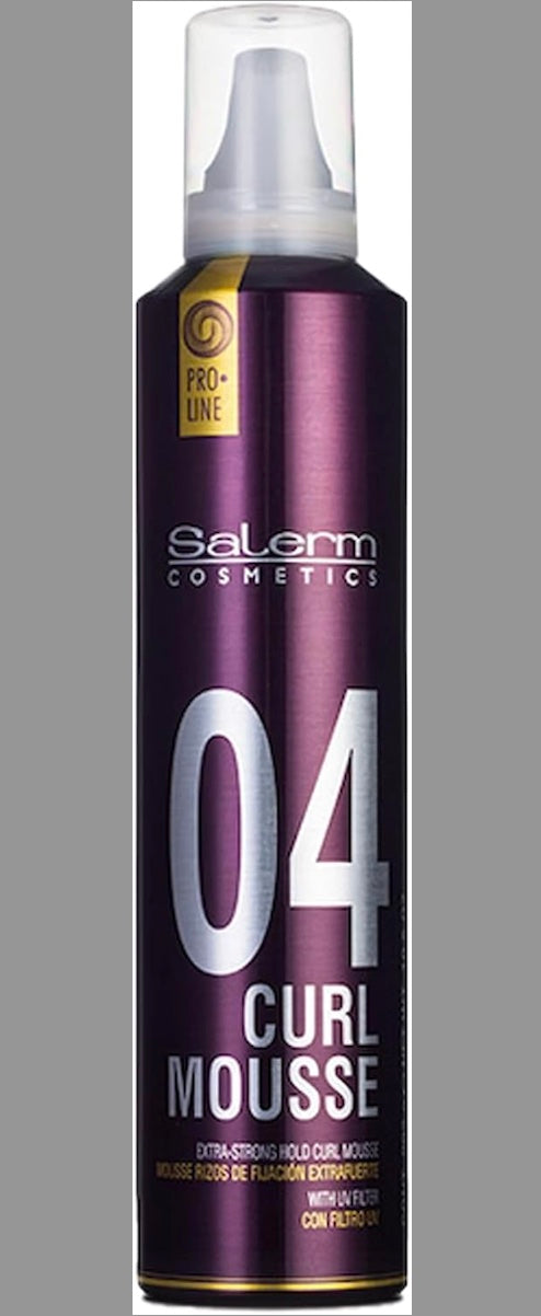 SALERM - Espuma Pelo Rizado - Pro Line Curl Mousse - 300 ml - Rizos más Definidos y Flexibles - Fijación Extrafuerte - Efecto Antihumedad - Protección del Color