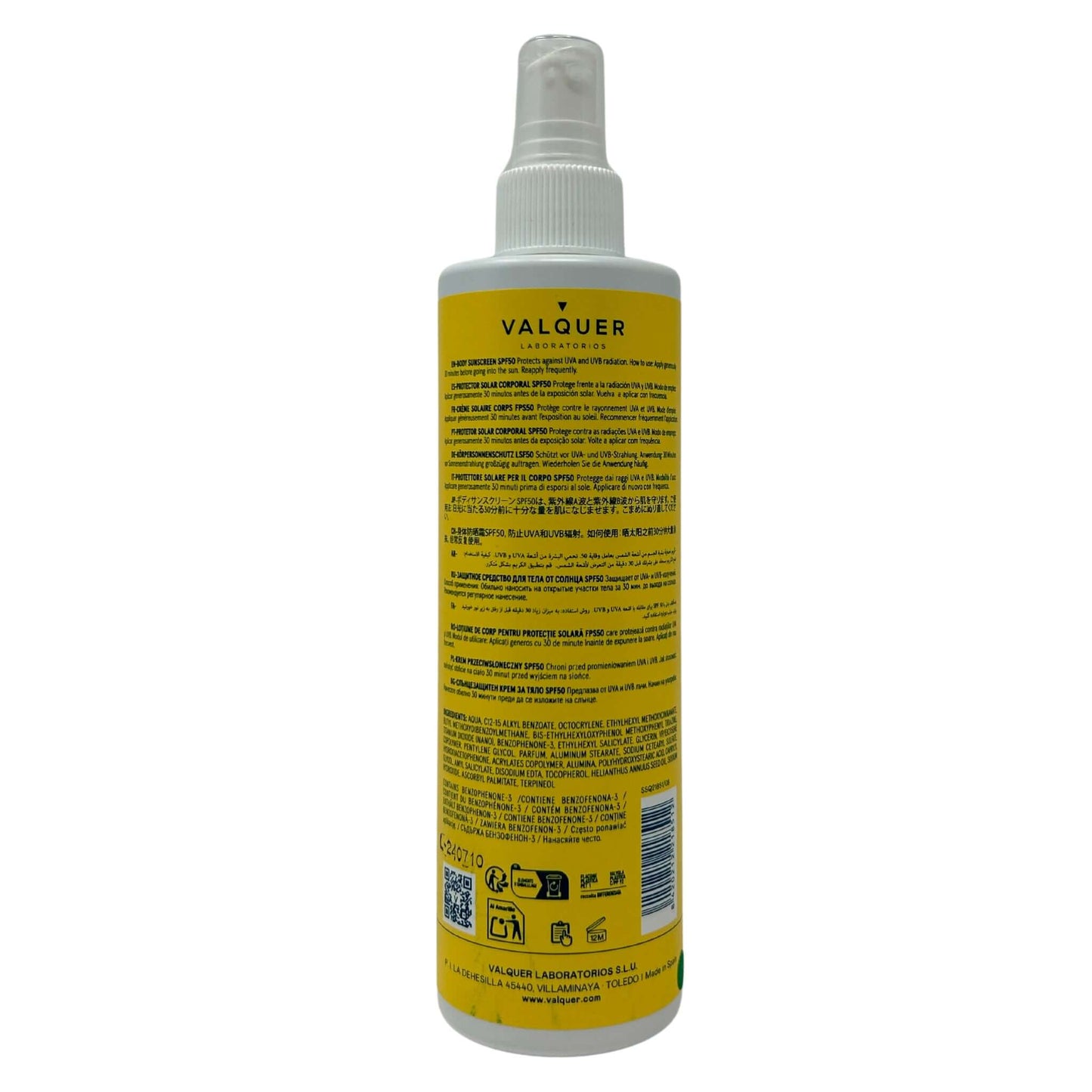 Protector Solar Corporal SPF 50 Valquer - 300ml | Alta Protección UVA/UVB Resistente al Agua