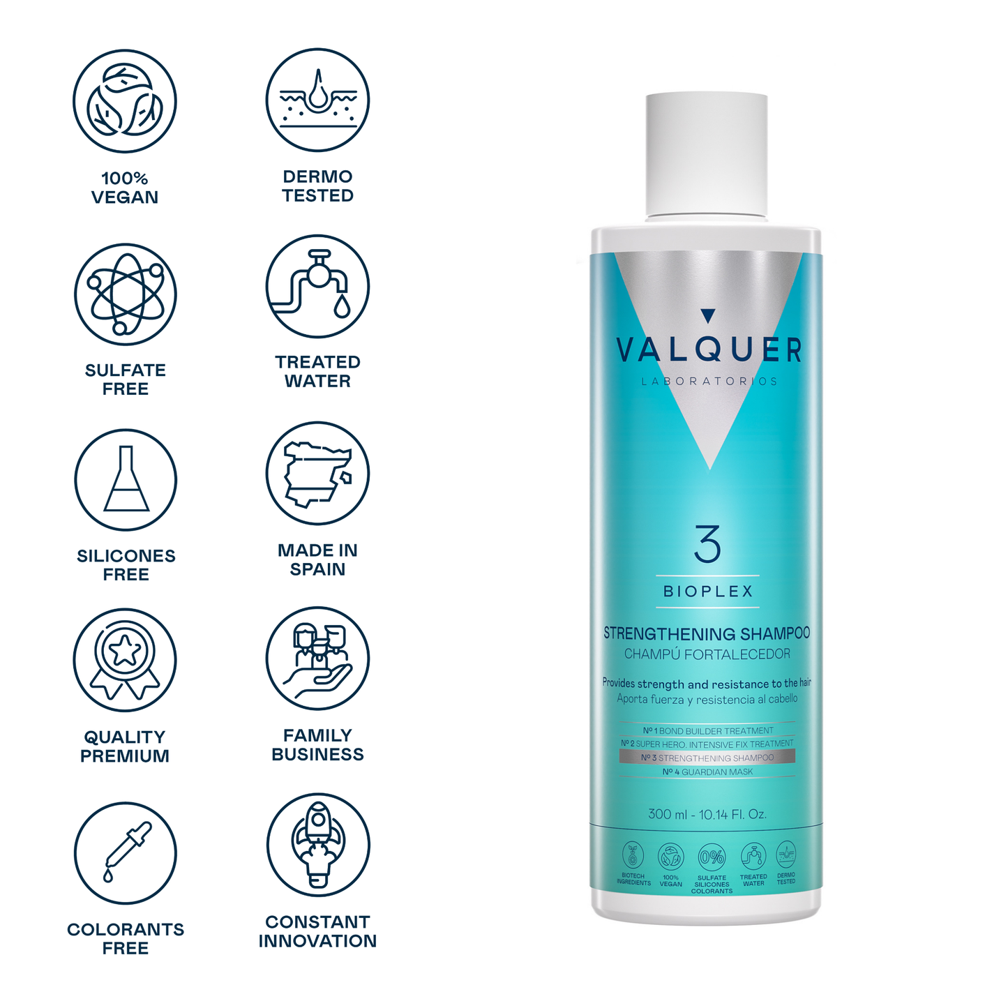 Bioplex Nº 3 Champú Fortalecedor 300ml - Valquer® | Reconstrucción Capilar