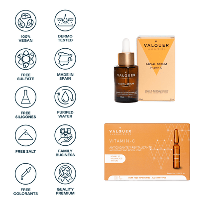 Pack Facial Vitamina C Ácido Hialurónico Serum Ampollas | Valquer