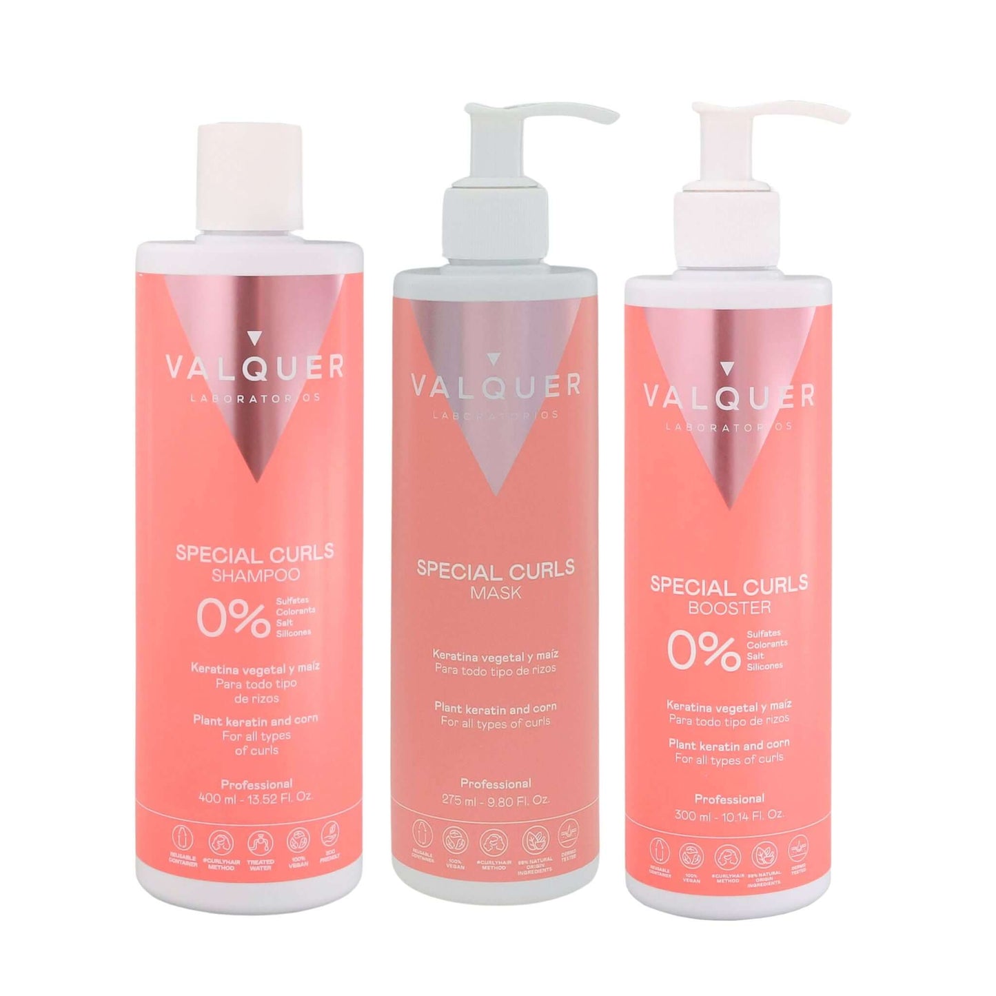 Pack Curly Valquer - Champú + Mascarilla + Booster 975ml | Método Curly Rizos Definidos