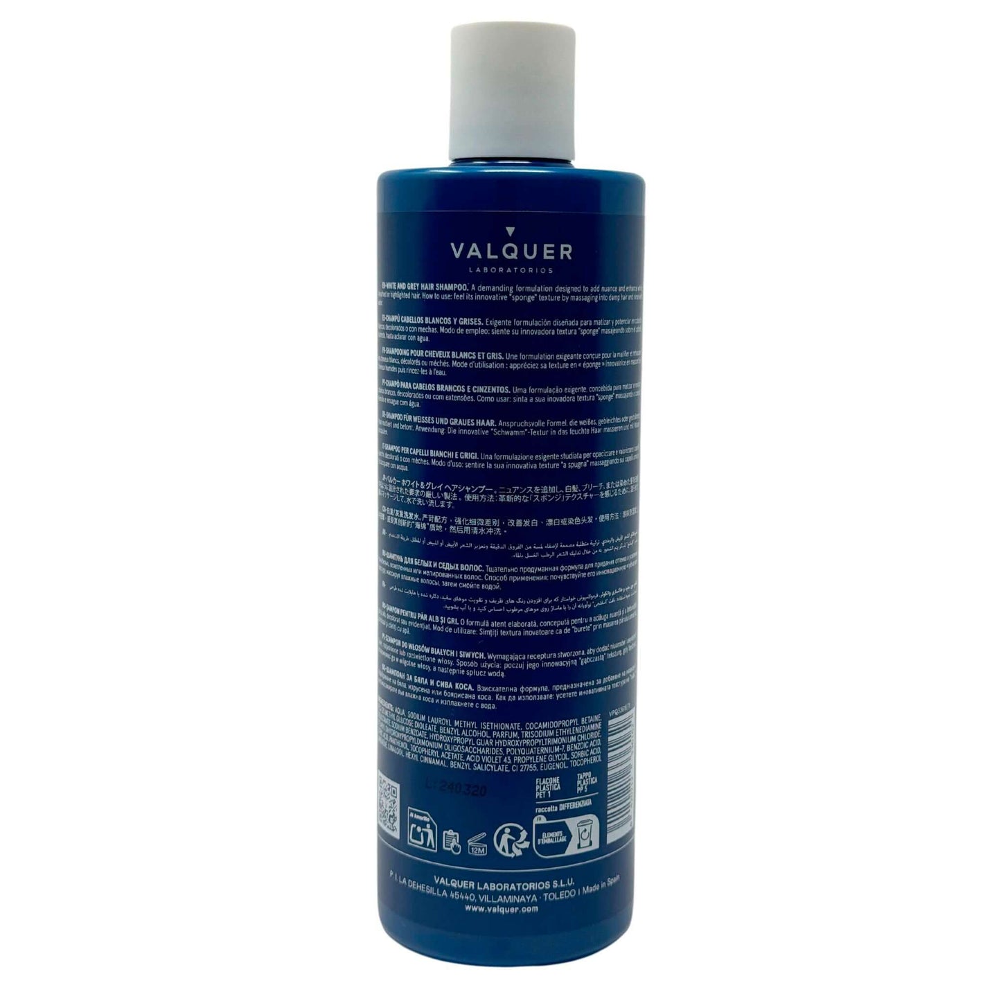 Champú Cabello Blanco y Gris 400ml - 0% Sin Sulfatos | Valquer® Canas