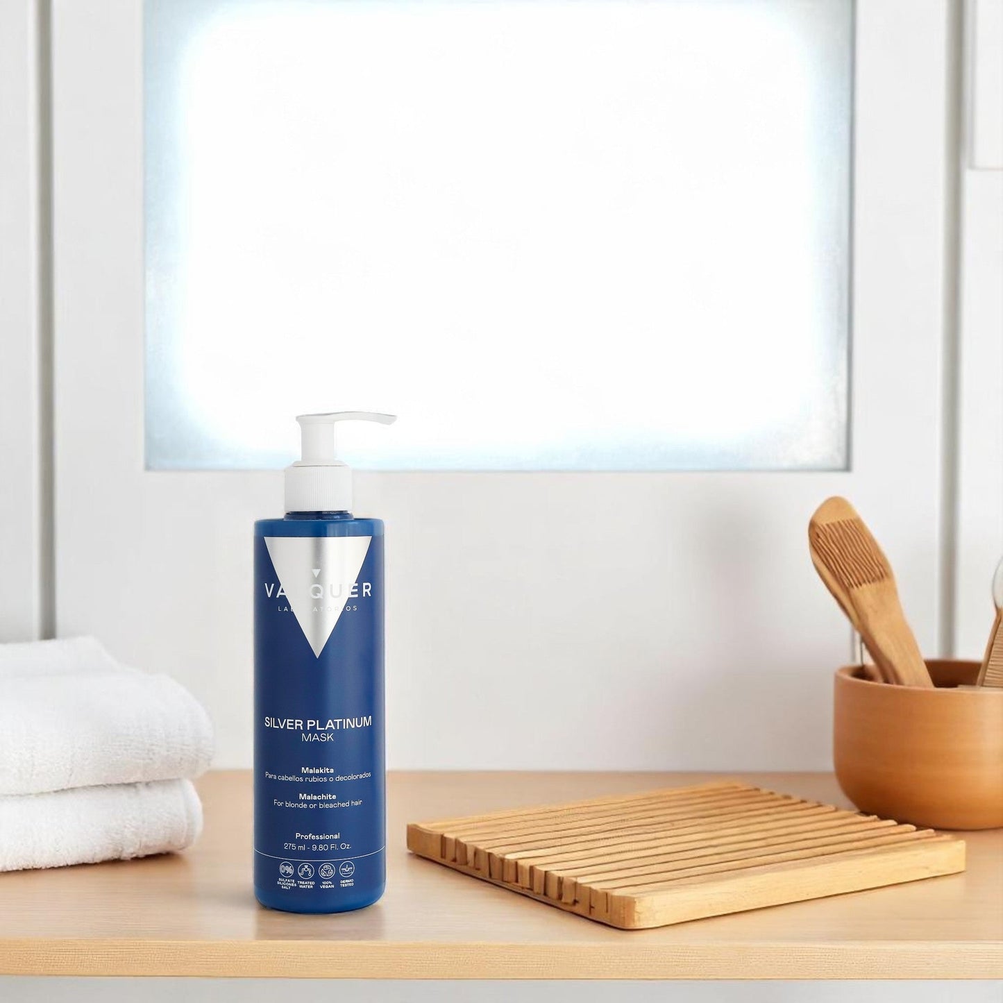 Mascarilla Capilar Silver Platinum Valquer 275ml - Matizador Antiamarilos Profesional Cabellos Blancos