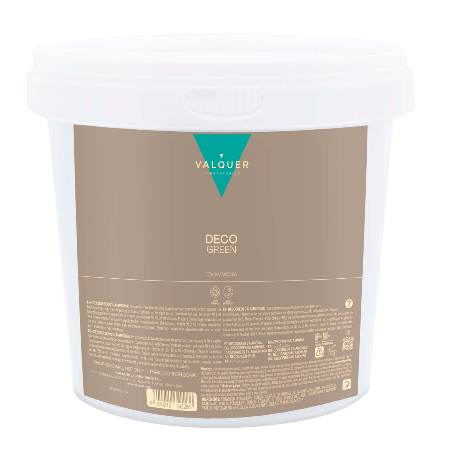 Decolorante Sin Amoniaco 1kg - Polvos Decogreen 0% | Valquer® Profesional