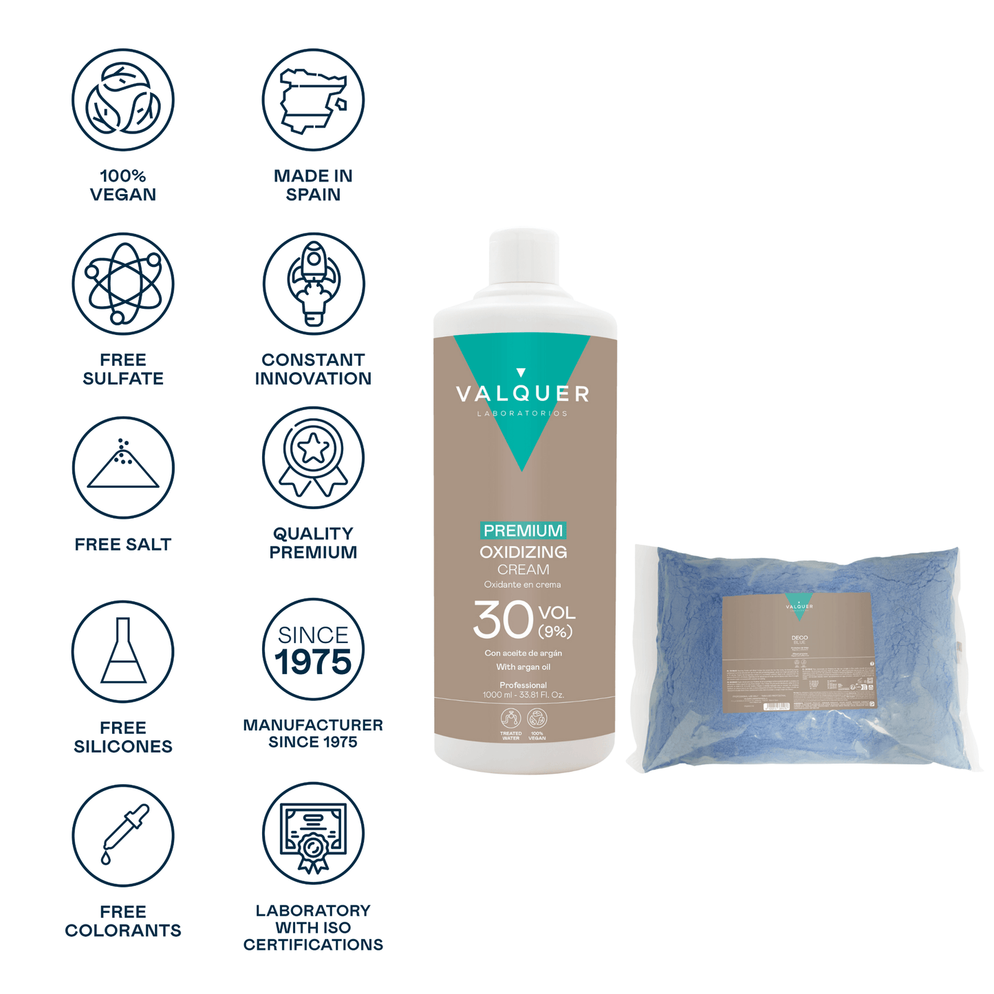 Pack Deco Oxidante 30 Vol Decolorante Decoblue 1000ml | Valquer