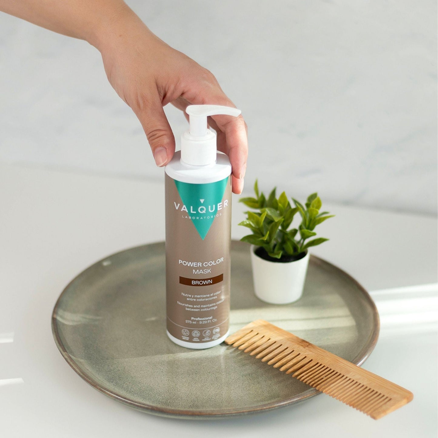 Mascarilla Color Castaño Power Color Valquer 275ml - Tinte Sin Amoniaco Profesional Tono Marrón