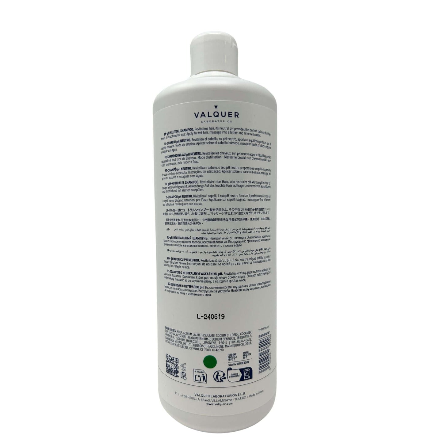 Champú pH Neutro 1L - 99% Ingredientes Naturales Panthenol | Valquer®