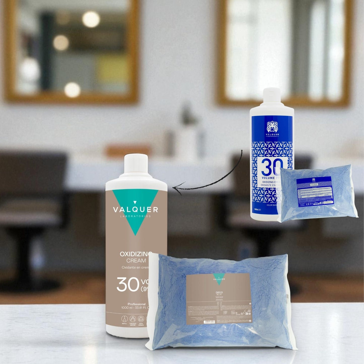 Pack decoloración capilar Polvo deco + Oxigenada 30 vol