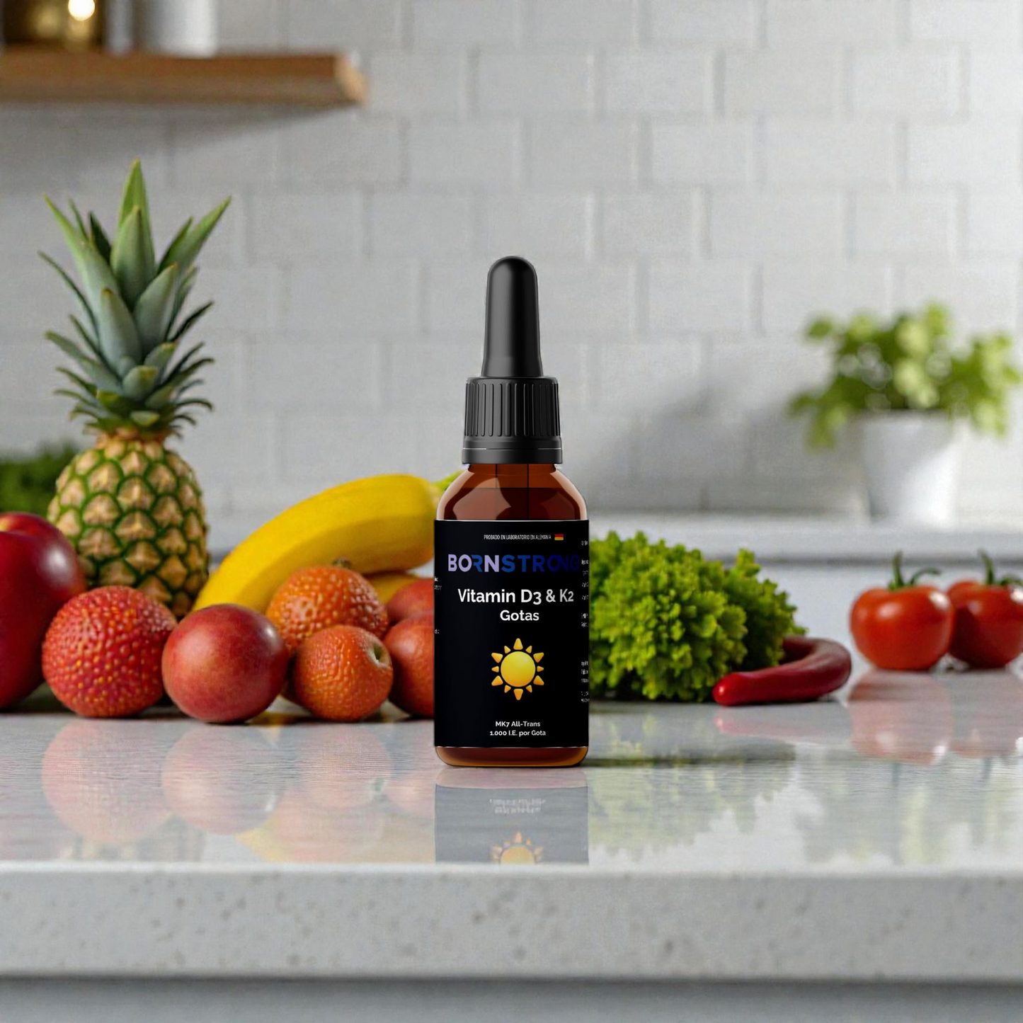 Vitamina D3 + K2 • Huesos Fuertes • Inmunidad Activa • Absorción Perfecta