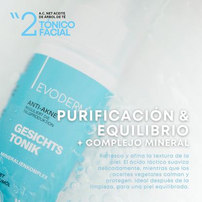 EVODERM Set Facial 3-en-1 – Gel limpiador + Tónico + Sérum Niacinamida/Retinol