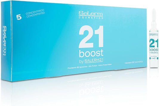 SALERM - Mascarilla Capilar Concentrada - Salerm 21 Boost Ampollas Hidratantes para el Cabello - 8 x 13 ml - Repara el Cabello - con Protector Térmico - Antipolución y Anti Frizz