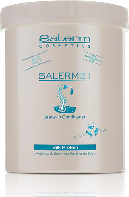 SALERM - Acondicionador de Pelo Instantáneo - Salerm 21 Silk Protein - 1000 ml - Acondicionador sin Aclarado o con Aclarado - con Proteínas de Seda - Protector del Calor e Hidratante