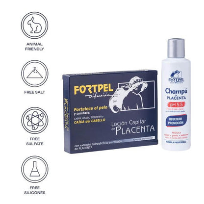 Pack Anticaída Placenta Valquer - 6 Ampollas 15ml + Champú 200ml | Tratamiento Capilar Profesional Fortalecedor
