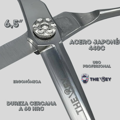 The Bey Tijeras Profesionales barberos de Acero Japonés 440C – 6,5"