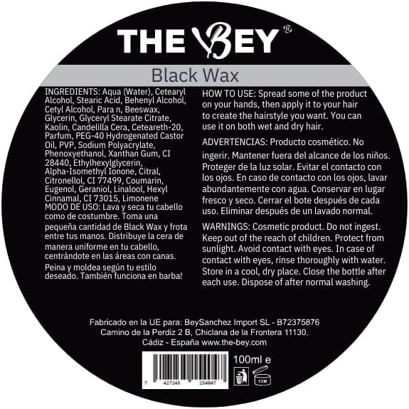 The Bey Black Wax – Cera Color Temporal para Cabello (toque oscuro)