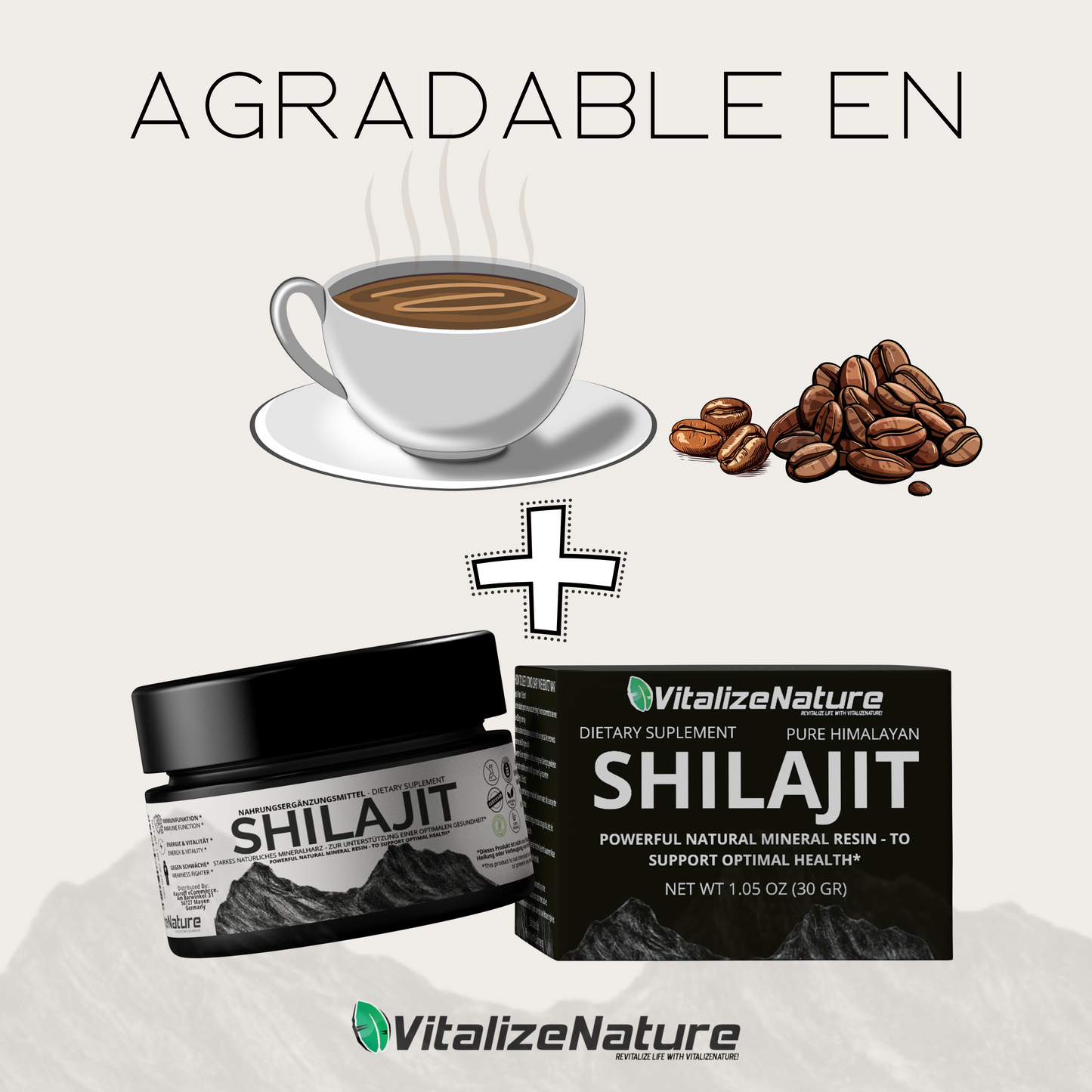 VitalizeNature Shilajit Original + Ashwagandha – Resina de origen Himalaya para el bienestar