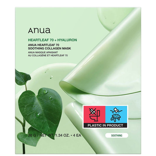 Anua - Heartleaf 70 Soothing Collagen Mask - Soothing Sheet mask with Collagen - 38g, Heartleaf