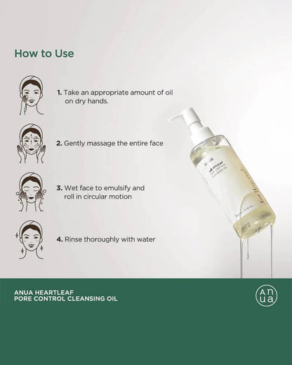 Anua Heartleaf Aceite Desmaquillante y Limpiador de Poros | Limpieza Suave para Piel Sensible – Cosmética Coreana K-Beauty (200ml)