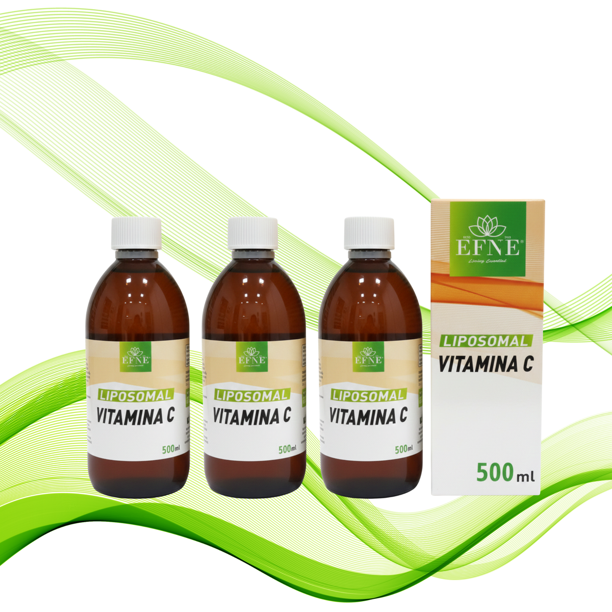 Pack 3 botes Vitamina C Liposomal 500 ml EFNE | 1050mg