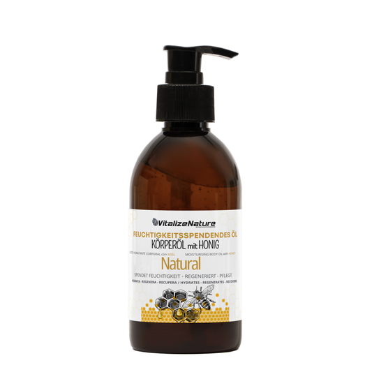 VitalizeNature Aceite Hidratante Corporal Natural con MIEL - Hidrata, Genera y Recupera. SIN Parabenos, Colorantes ni Siliconas.