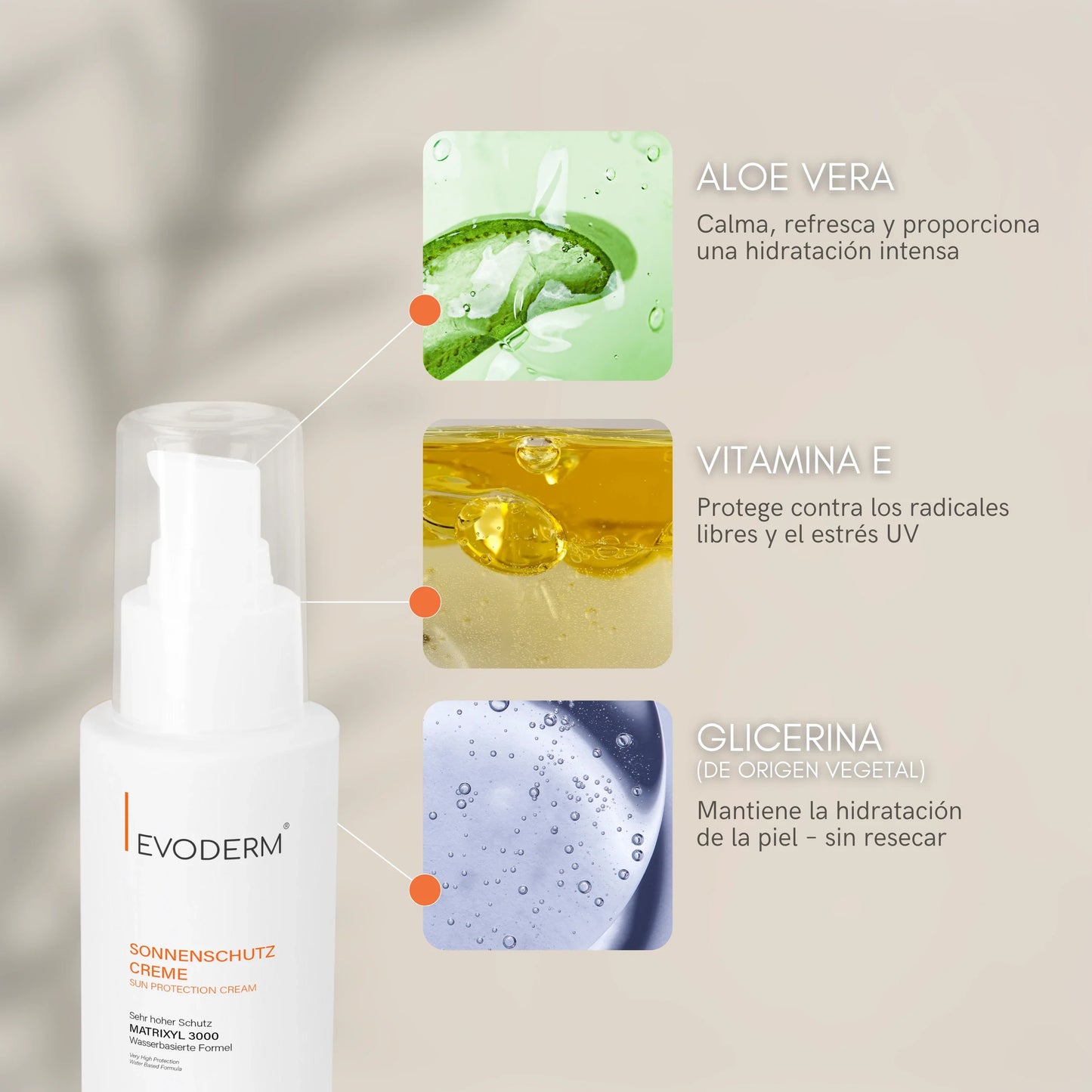EVODERM Crema Solar SPF50+ con Matrixyl 3000 – Protección UV y Luz Azul 100ml