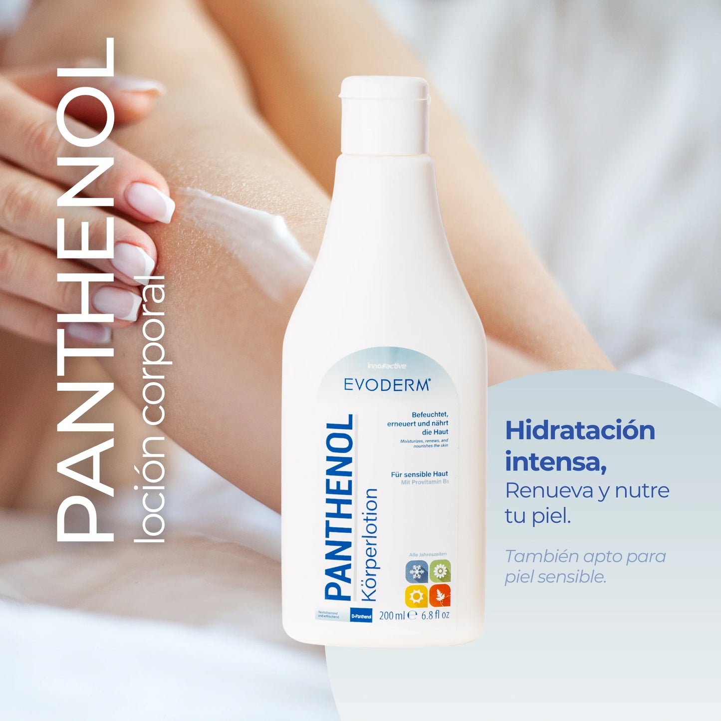 EVODERM Panthenol Loción Corporal 200 ml – Hidratante para piel sensible con Provitamina B5