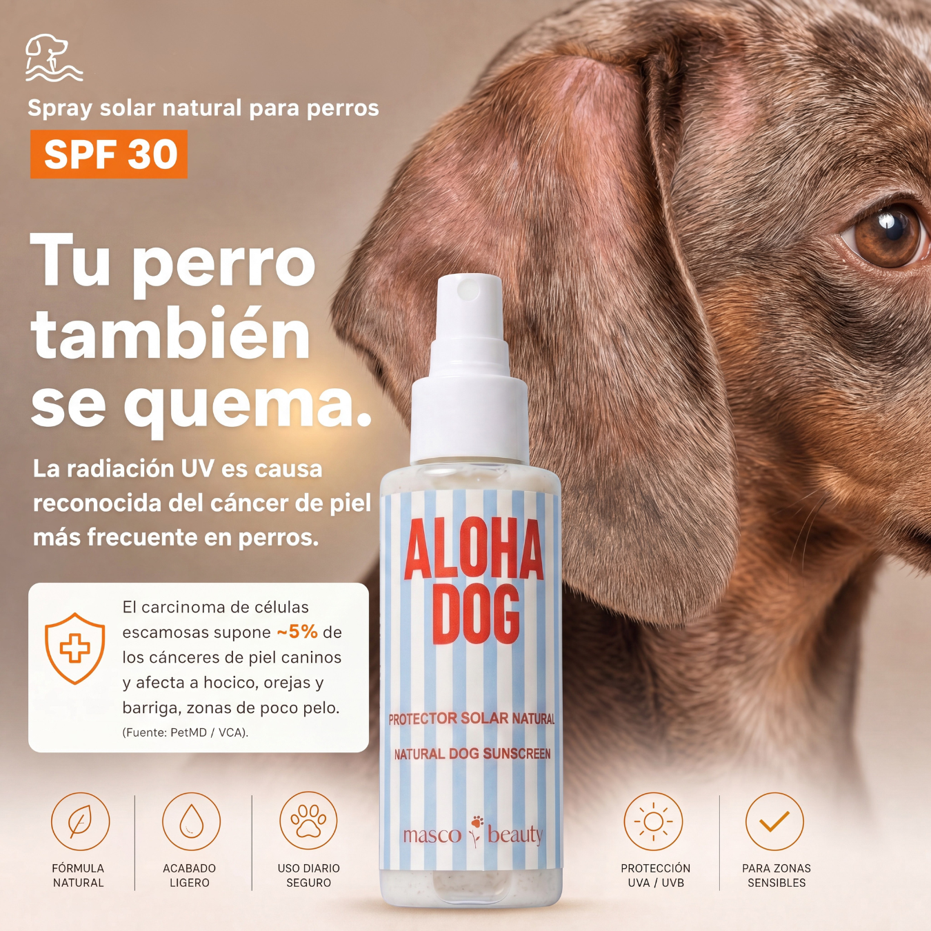 Aloha Dog – Spray solar natural para perros SPF 30