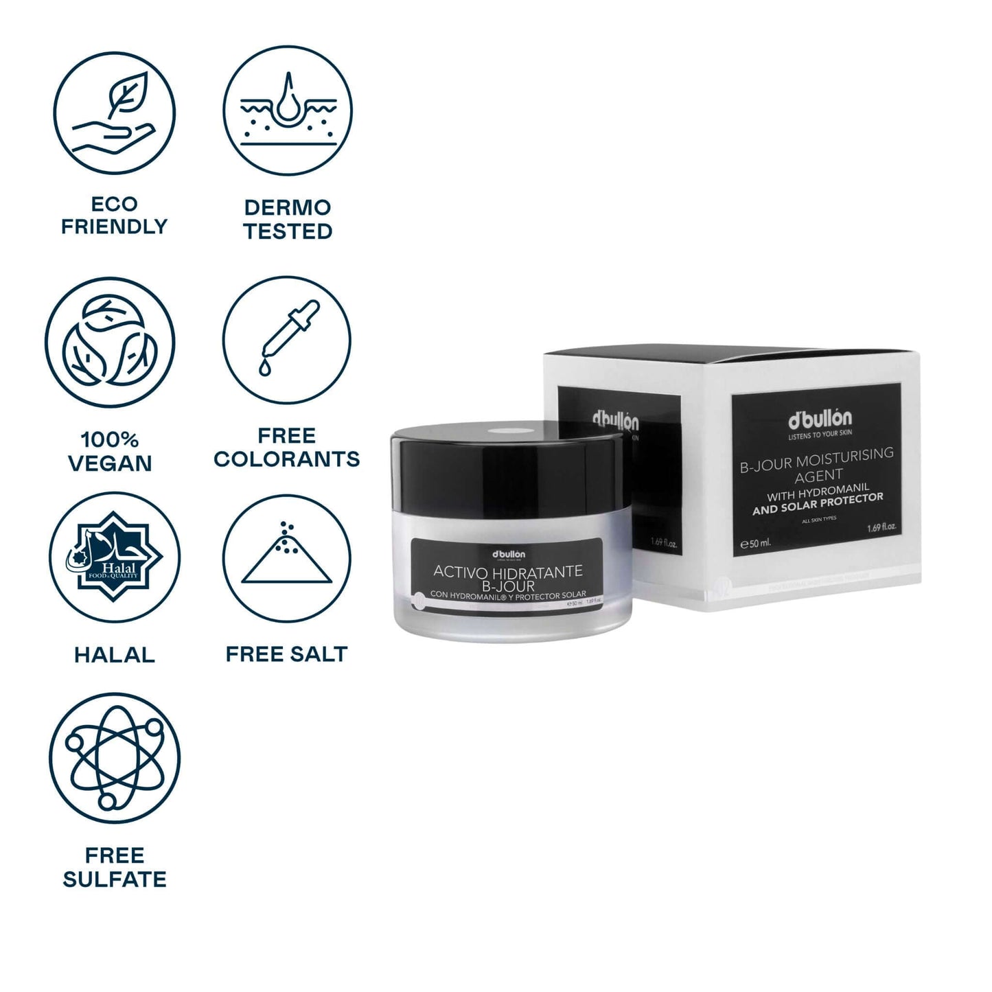 Activo Facial Hidratante B-Jour 50ml - Hydromanil SPF | Valquer® Halal