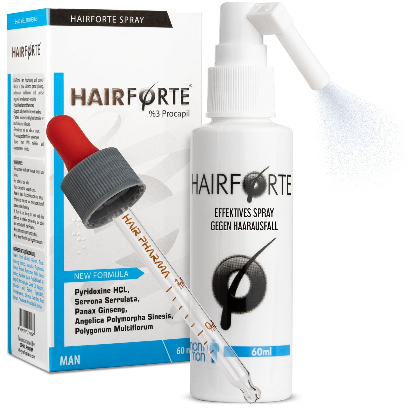 Hairforte Spray Capilar para Hombre y mujer (60 ml) - Densidad y Fuerza