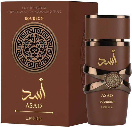 LATTAFA ASAD BOURBON Eau de Parfum Spray Unisex - Fragancia Sofisticada con Notas de Pimienta Rosa, Lavanda y Vainilla Bourbon