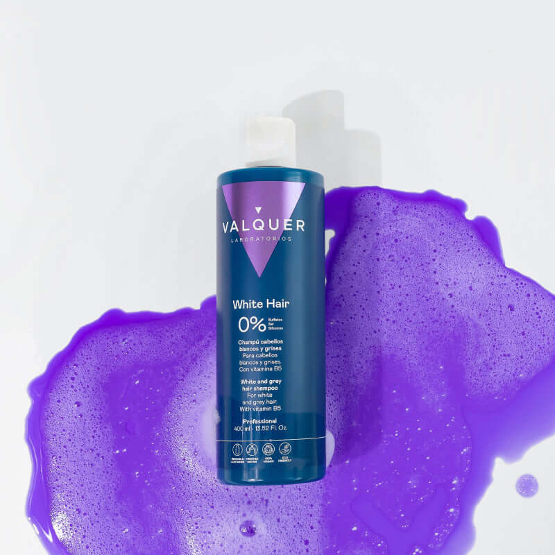 Champú Cabello Blanco y Gris 400ml - 0% Sin Sulfatos | Valquer® Canas