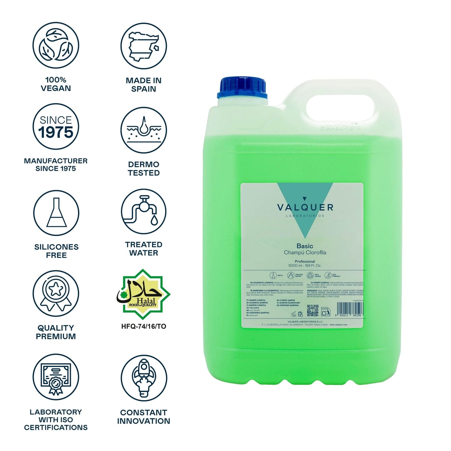Champú Clorofila 5L - Aroma Menta Fresca | Valquer® Peluquería Profesional
