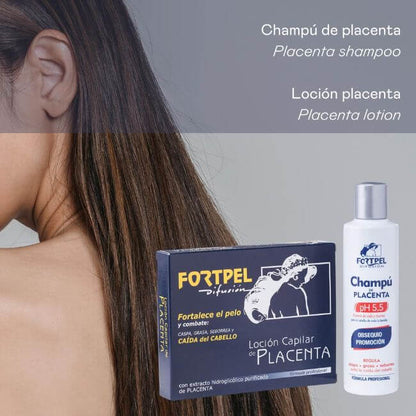 Pack Anticaída Placenta Valquer - 6 Ampollas 15ml + Champú 200ml | Tratamiento Capilar Profesional Fortalecedor