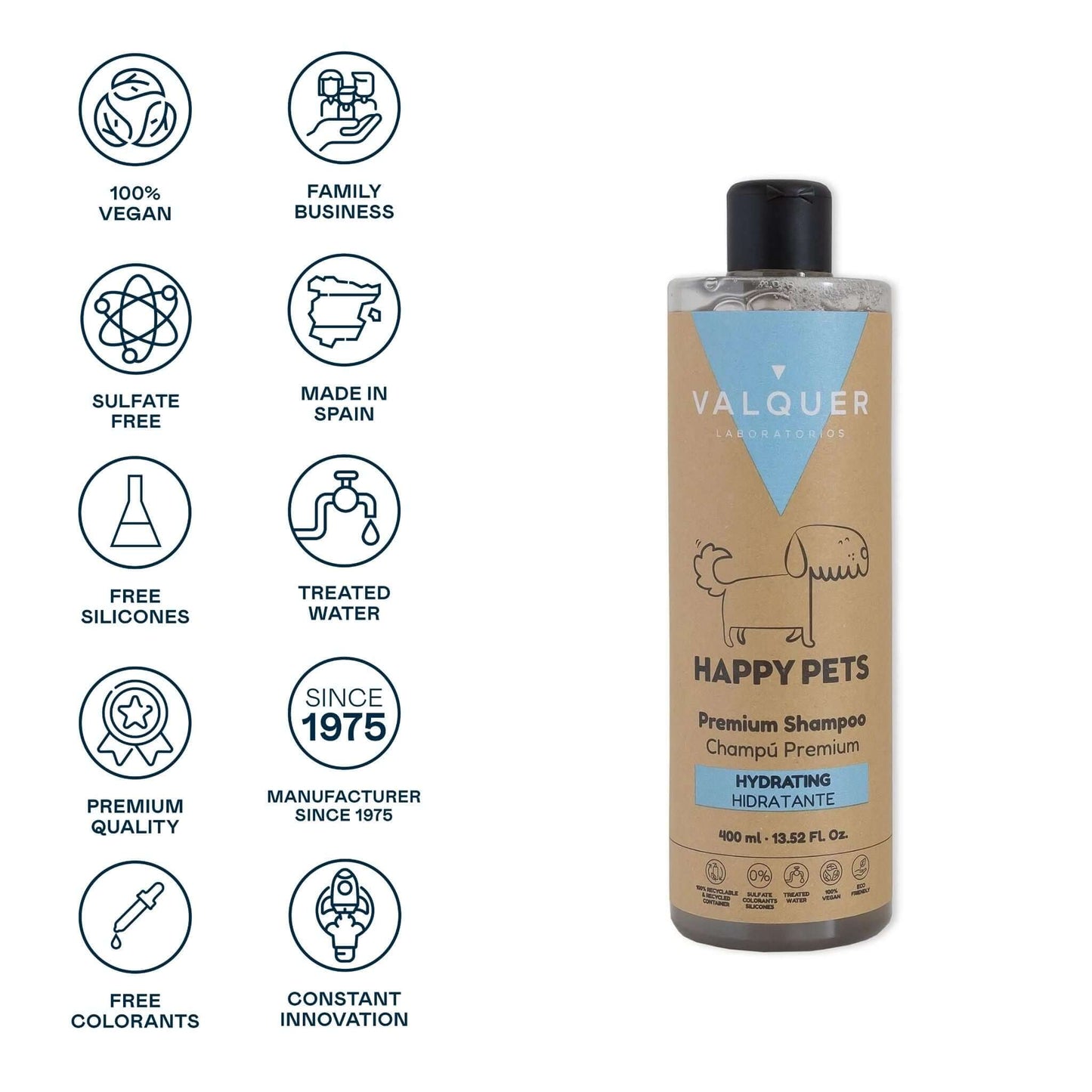 Champú Premium Hidratante Mascotas 400ml - Valquer® | Nutrición Profunda