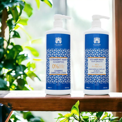 Pack Cabellos Lisos Valquer - Champú y Mascarilla Glacial 1975ml - Alisado Perfecto