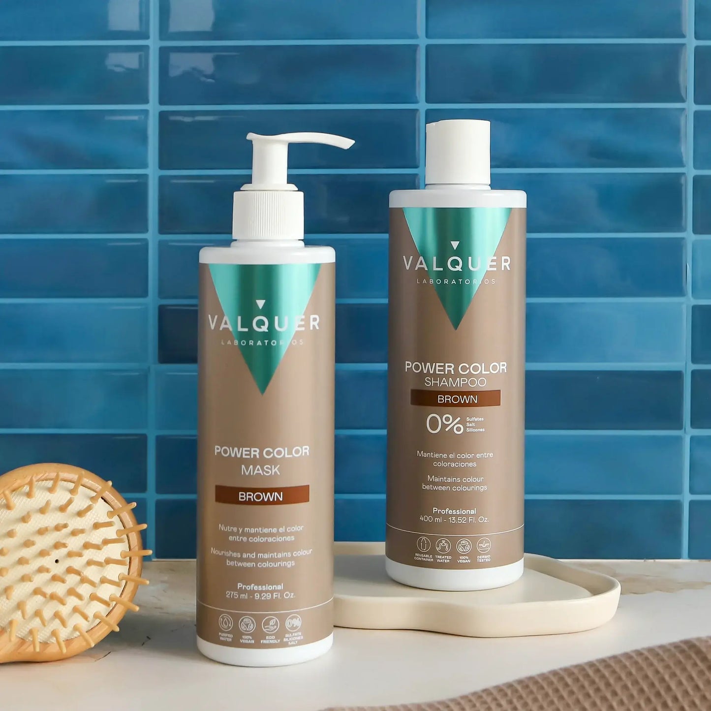 Mascarilla Color Castaño Power Color Valquer 275ml - Tinte Sin Amoniaco Profesional Tono Marrón