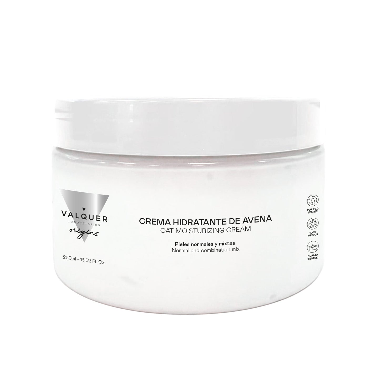 Crema Facial Hidratante Avena 200ml - Piel Normal Mixta | Valquer® Vegana Halal