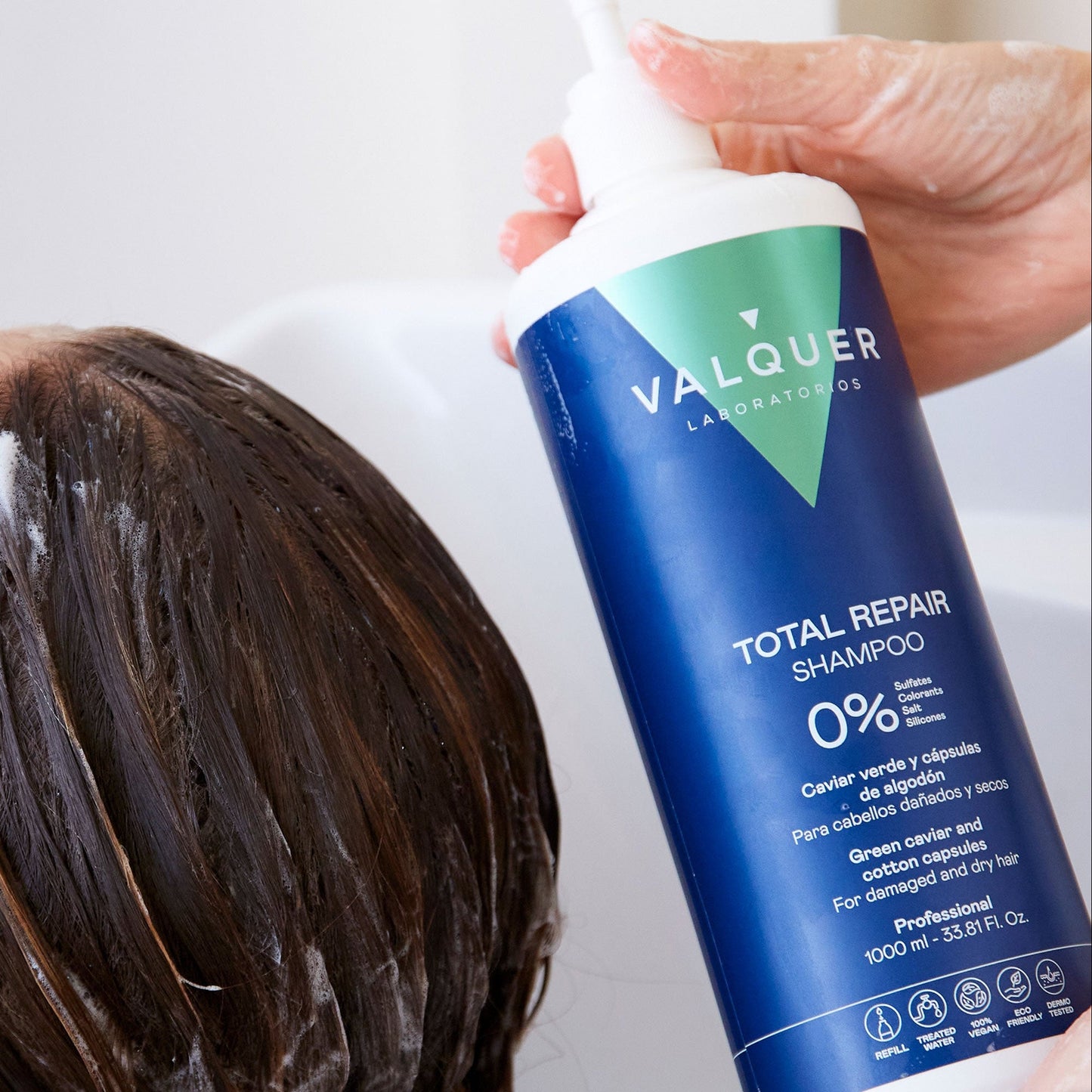 Champú Reparador Cabello Dañado 1L - 0% Sin Sulfatos | Valquer® Reconstrucción