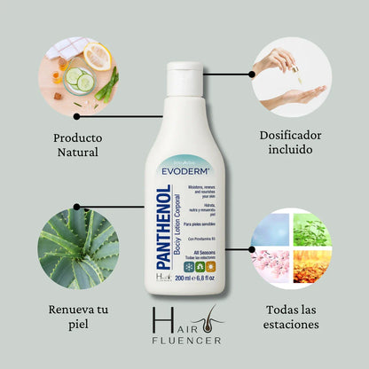 EVODERM Panthenol Loción Corporal 200 ml – Hidratante para piel sensible con Provitamina B5